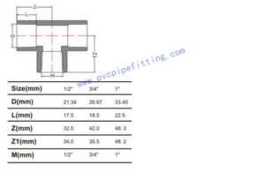 SCH40 PVC FITTING FEMALE TEE size