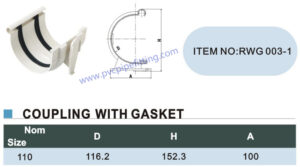 110mm pvc gutter Coupling with gasket size