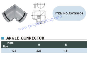 125MM pvc gutter Angle connector size