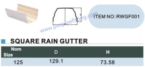 125mm pvc gutter Square rain gutter size
