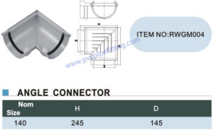 140MM PVC GUTTER Angle connector size
