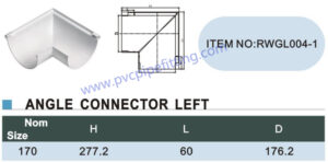 170MM PVC GUTTER Angle connector left size