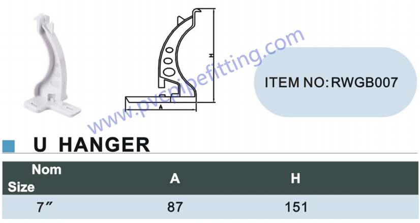 7 inch PVC gutter hanger size