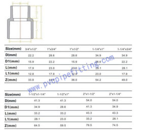 CPVC ASTM D2846 REDUCING COUPLING SIZE