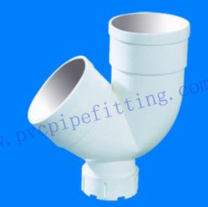 GB PVC DWV FITTING DOUBLE SOCKET TRAP WITH CLEANOUT