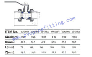 PPR FITTING BRASS BALL VALVE WITH DOUBLE UNION SIZE