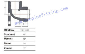 PVC BSP THREADABLE FITTING WITH PLATE SIZE
