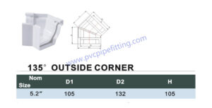 pvc gutter 135 deg outside corner size