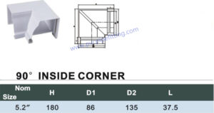 pvc gutter 90DEG inside corner size